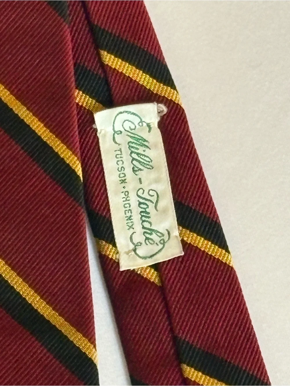 SOLD!! Vintage Reis of New Haven Mills-Touché Striped Red Silk Repp Tie